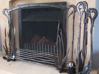 Heron's Head Fire Screen and Companion Set with Bulrush Detail