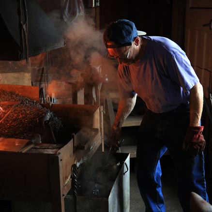 Roy Abbott at work in the forge